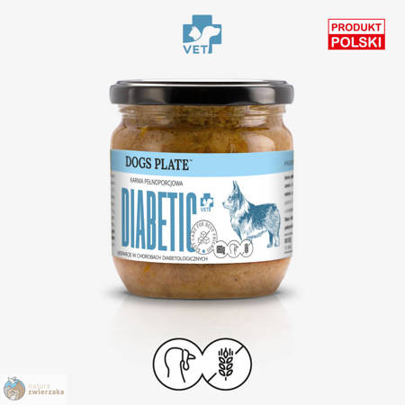 Dogs Plate Vet Diabetic 360g -mokra specjalistyczna karma dla psów z chorobami trzustki i cukrzycą